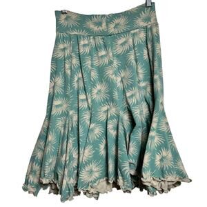 Effie's Heart Pleated Retro Floral Skirt in Seafom -Cotton- Pockets Small (2913)
